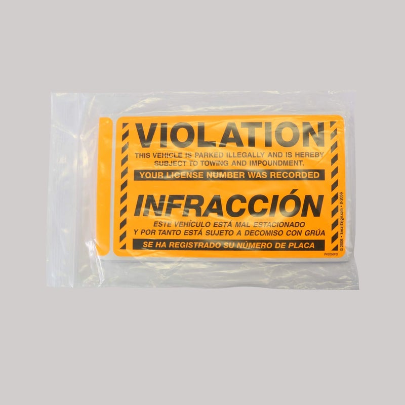 SmartSign Bilingual Parking Violation Stickers | Pack of 50 Labels with Permanent Adhesive, 5 x 8 inch, Vehicle Illegally Parked Sticker, Hard to Remove Write-On Tickets, Fluorescent Orange - Image 4